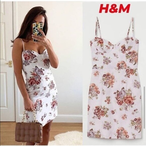 Brock Collection x H&M Dress Lyocell Blended Fit Floral Blogger Fav Powder Pink - Picture 12 of 16